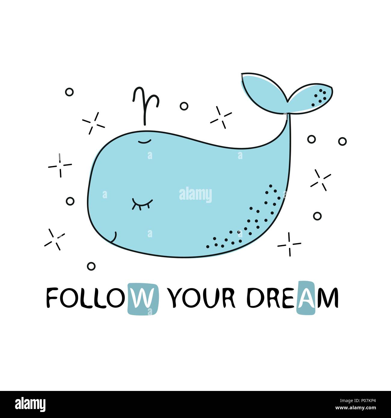 Wal doodle Hand zeichnen, Vector Illustration. Ihr Traum folgen. Stock Vektor