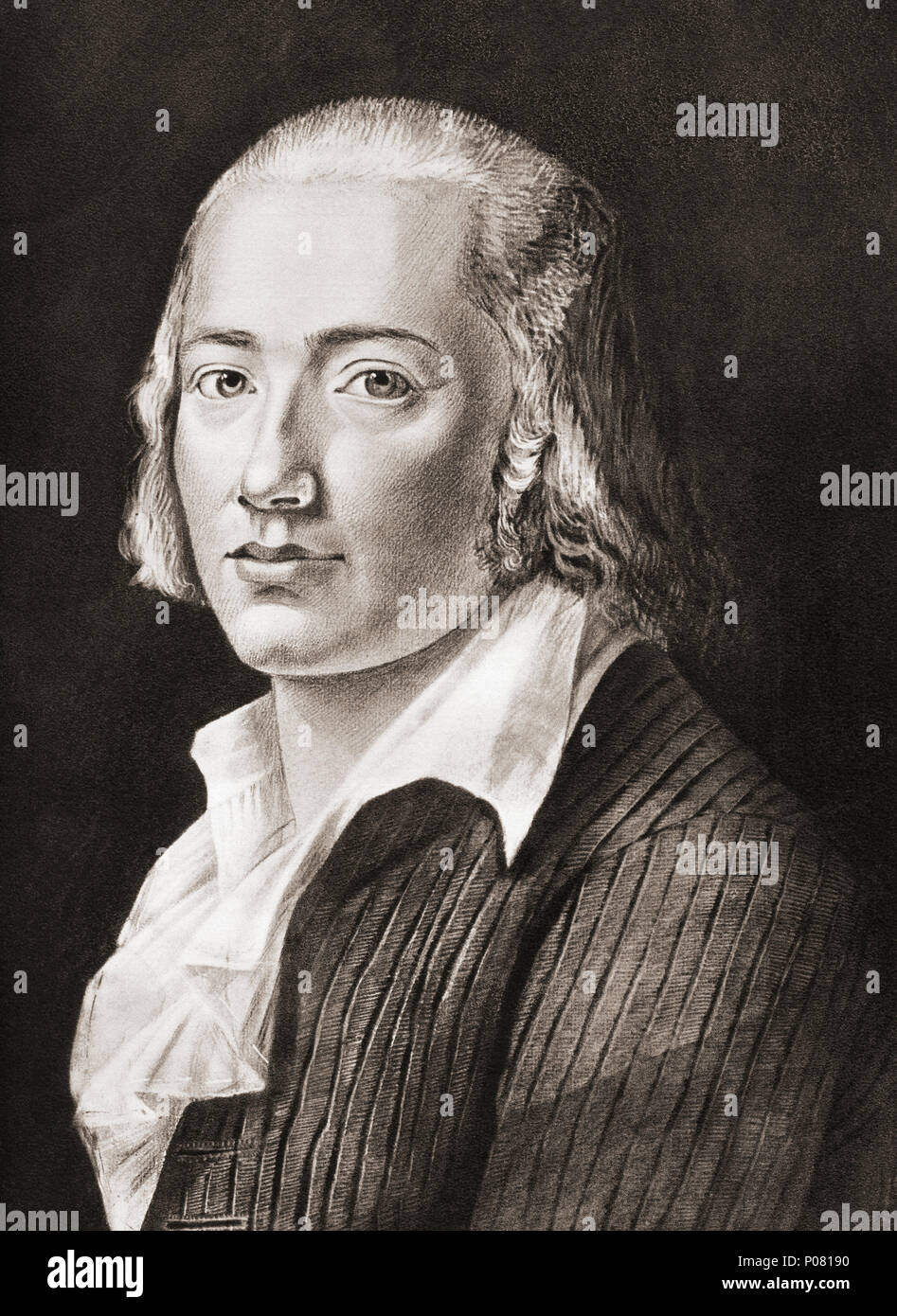 Johann Christian Friedrich Hölderlin, 1770 - 1843. Deutsche Dichter. Nach einer zeitgenössischen Print. Stockfoto