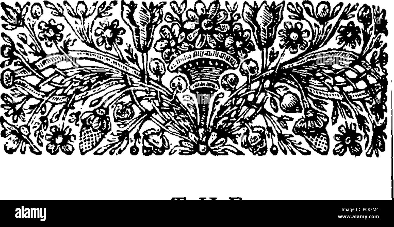 . Englisch: Fleuron aus Buch: eine allgemeine Geschichte der Bühne, von seiner Herkunft. In dem die mehrere Theater in Europa, besonders in Italien, Spanien, Frankreich, England, Holland, Flandern und Deutschland, im Hinblick auf Ihre Exzellenzen und Mängel, werden kritisch miteinander verglichen; die verschiedenen Management von Ihnen beschrieben; und die Zeichen, Manieren, und Personen, die der Hauptdarsteller betrachtet. Zusammen mit zwei Essays, die Kunst des Sprechens in der Öffentlichkeit, und ein Vergleich zwischen den antient und modernes Drama. Von der herausragenden Lewis Riccoboni übersetzt. 107 Eine allgemeine Geschichte der Stockfoto