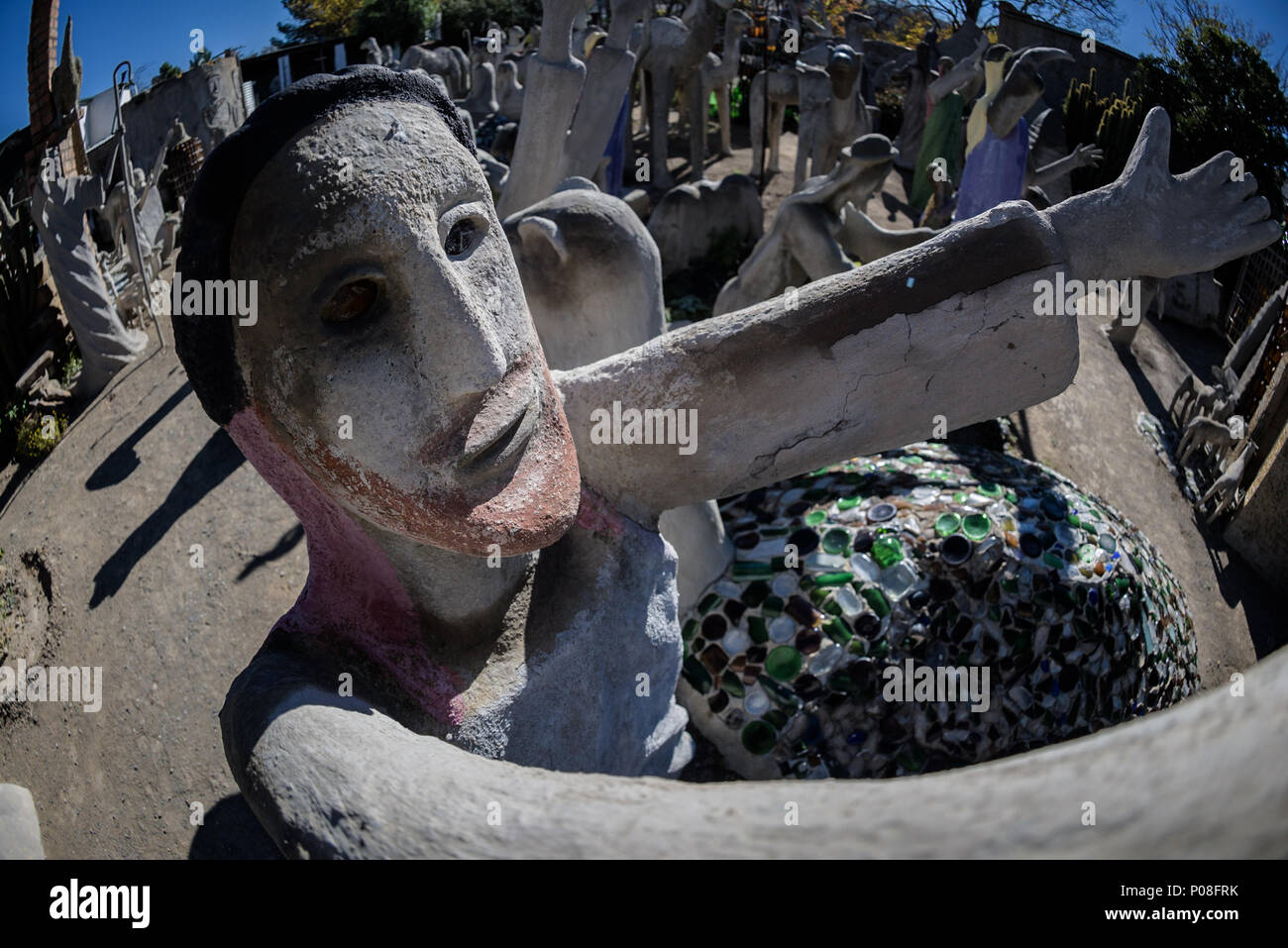 Die Owl House in der Südafrikanischen karoo Dorf Nieu Bethesda zeigt die Kunstwerke der reclusive Helen Martins, der 1976 Selbstmord begangen Stockfoto