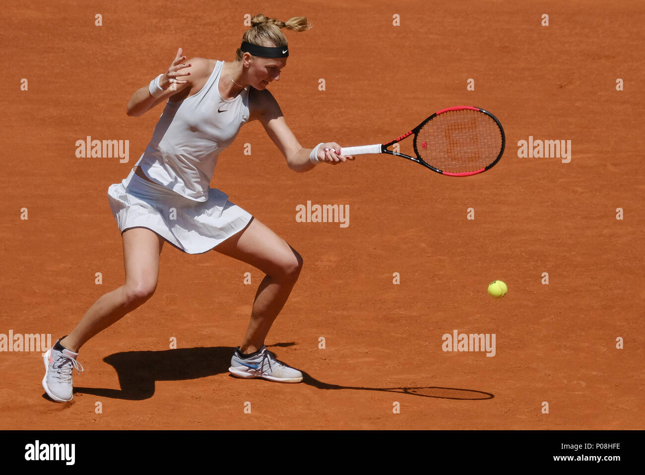 Petra Kvitova gegen Monica Puig bei Tag vier der Mutua Madrid Open Tennisturnier auf dem Caja Magica mit: Petra Kvitova Wo: Madrid, Spanien Wann: 08. Mai 2018 Credit: Oscar Gonzalez/WENN.com Stockfoto