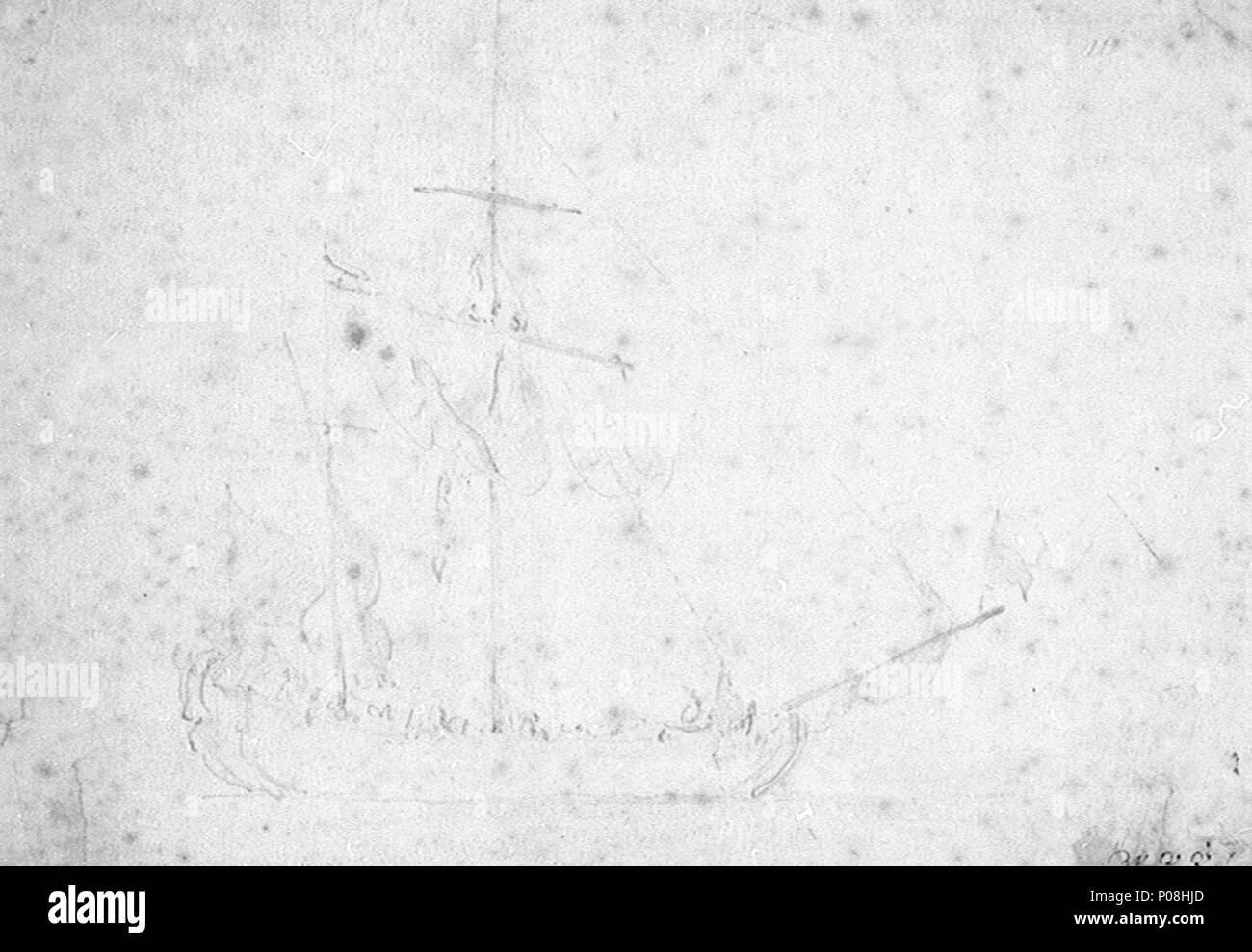 . Englisch: Eine ketch verzurrte Yacht vor dem Wind aus gesehen vor dem Steuerbord Strahl, einer Yacht vor dem Wind; Ihr großsegel wird mitgeführt. Dies ist eine Zeichnung von der Jüngeren, in brauner Tinte "W. V. VJ unterzeichnet.' Eine ketch verzurrte Yacht vor dem Wind. ca. 1685. Willem Van de Velde, der Jüngere 117 eine Ketch verzurrte Yacht vor dem Wind RMG-PW6961 Stockfoto