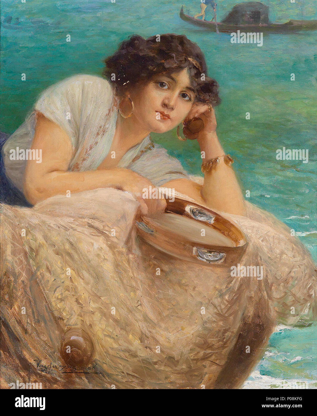 . Venezianerin, signiert Vajda Zsigmond, Öl auf Leinwand, 88,5 x 73,5 cm. Wende des 19./20. Jahrhunderts 108 Zsigmond Vajda Venezianerin Stockfoto