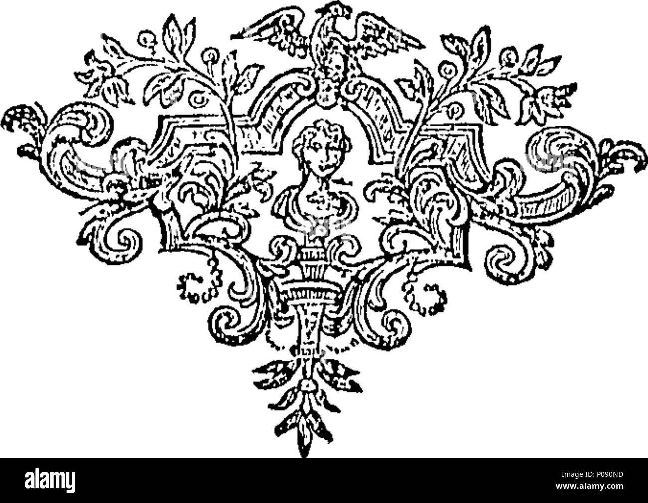 . Englisch: Fleuron aus Buch: Eine neue und universal Lexikon der Künste und der Wissenschaften:... Mit einem einleitenden Vorwort,... Und mit einer großen Anzahl von Kupfer-Platten, eingraviert in den besten Händen dargestellt. 144 Eine neue und universelle Lexikon der Künste und der Wissenschaften - Mit einem einleitenden Vorwort Fleuron T 090432-26 Stockfoto