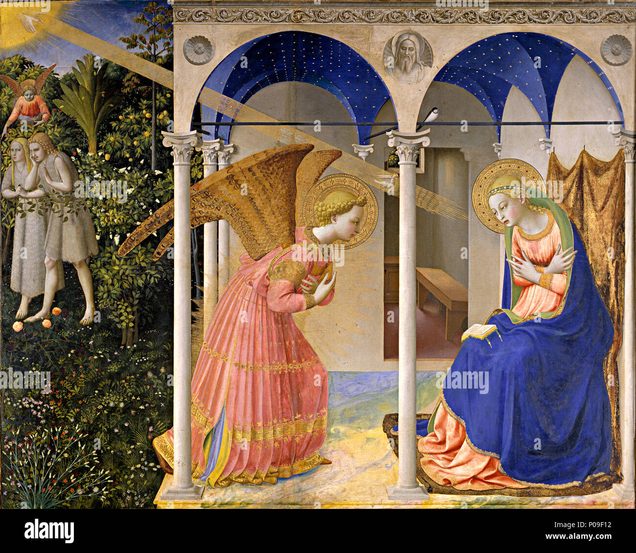 13 La Anunciación (Fra Angelico-Prado) Stockfoto