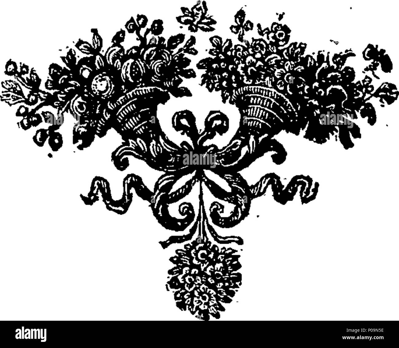 . Englisch: Fleuron aus Buch: Alle nach Liebe: oder: die Welt verloren. Eine Tragödie. Da es an der Theater-Royal gehandelt hat, durch seine Majeststy's [sic] Knechte; und in der Nachahmung von Härtling, Stil geschrieben. 279 Alle für Liebe - oder: die Welt verloren Fleuron T 027660-5 Stockfoto