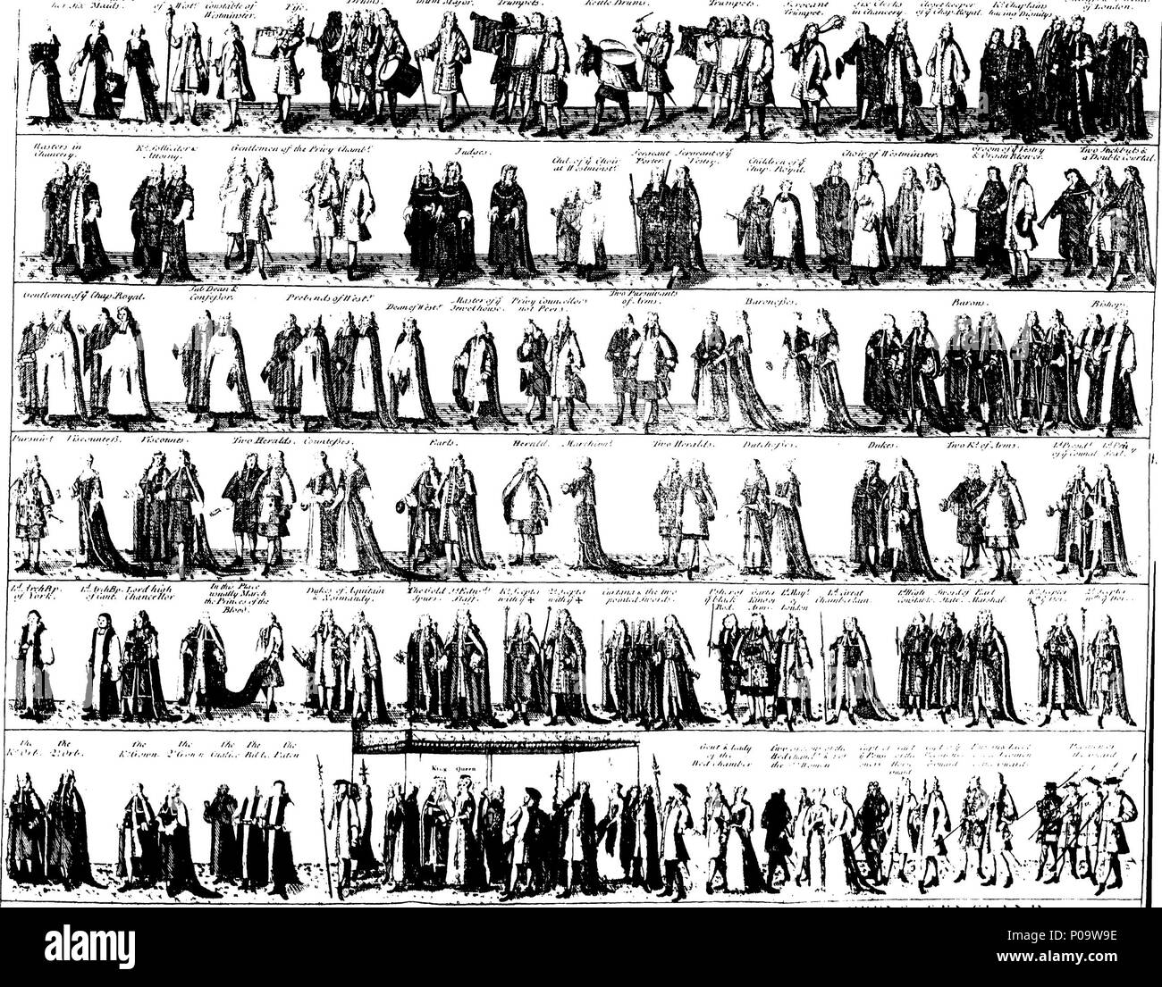 . Englisch: Fleuron aus Buch: Ein Konto der Zeremonien in den Krönungen der Könige und Königinnen von England beobachtet. Viz. König James II. und seine Royal Consort; König Wilhelm III. und Königin Mary, Queen Anne; König Georg I. und König Georg II. und Königin Caroline. Durch Vergleichen, die der Leser in der Lage sein wird, eine vollständige Vorstellung von der Zeremonien, die bei der Krönung von Seiner Majestät König George III. durchgeführt wird. Zu dem wird hinzugefügt, eine Beschreibung der königlichen und heiligen Verzierungen, womit die Könige und Königinnen von England gekrönt sind und bei diesem feierlichen Anlaß investiert; adorne Stockfoto