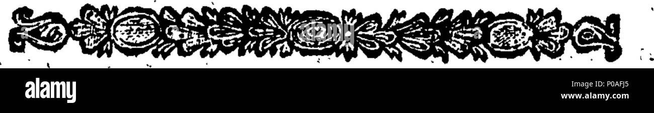 . Englisch: Fleuron aus Buch: Eine neue Einführung in die politische Geschichte aller Völker. Die Behandlung der vier Monarchien in der richtigen Reihenfolge; wie auch der Regierungen und Revolutionen der Staaten und die verschiedenen Abfolgen, Ehen, Ansprüche, Allianzen, Kriegen und Verträge des Friedens; zusammen mit allen anderen Vorkommen als irgendwelche Möglichkeiten, bemerkenswert in allen Gerichten in Europa; von den frühesten Zeiten zu dieser Zeit. Ursprünglich in Niederländisch geschrieben, von Herrn Johannes Hübner. Und nun treu ins Englische übersetzt. 154 Eine neue Einführung in die politische Geschichte aller Völker Fleuro Stockfoto