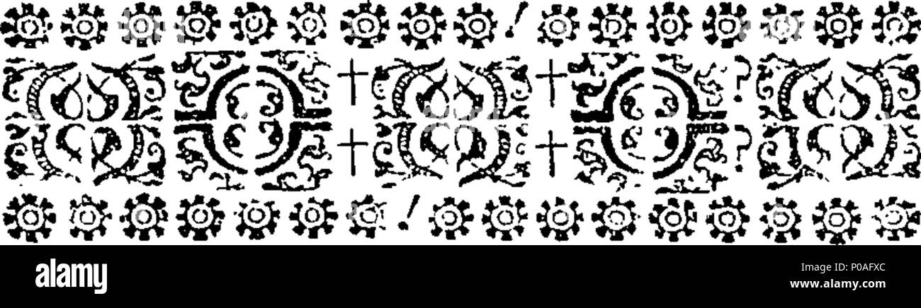 . Englisch: Fleuron aus Buch: Eine neue lateinische Grammatik, um die Kapazitäten der junge Gelehrte angepasst; bestehend aus jeder Sache in der Kunst notwendig für Grammatik - schulen. Mit kurzen, einfachen und richtigen Beispiele zu allen und jedem Teil, die in der Syntax. Durch die Rev. Herr Henson, Meister der Free-School in Nottingham. 154 Eine neue lateinische Grammatik, angepasst an die Fähigkeiten der jungen Gelehrten; bestehend aus jeder Sache in der Kunst notwendig für Grammatik - schulen Fleuron T 147399-3 Stockfoto