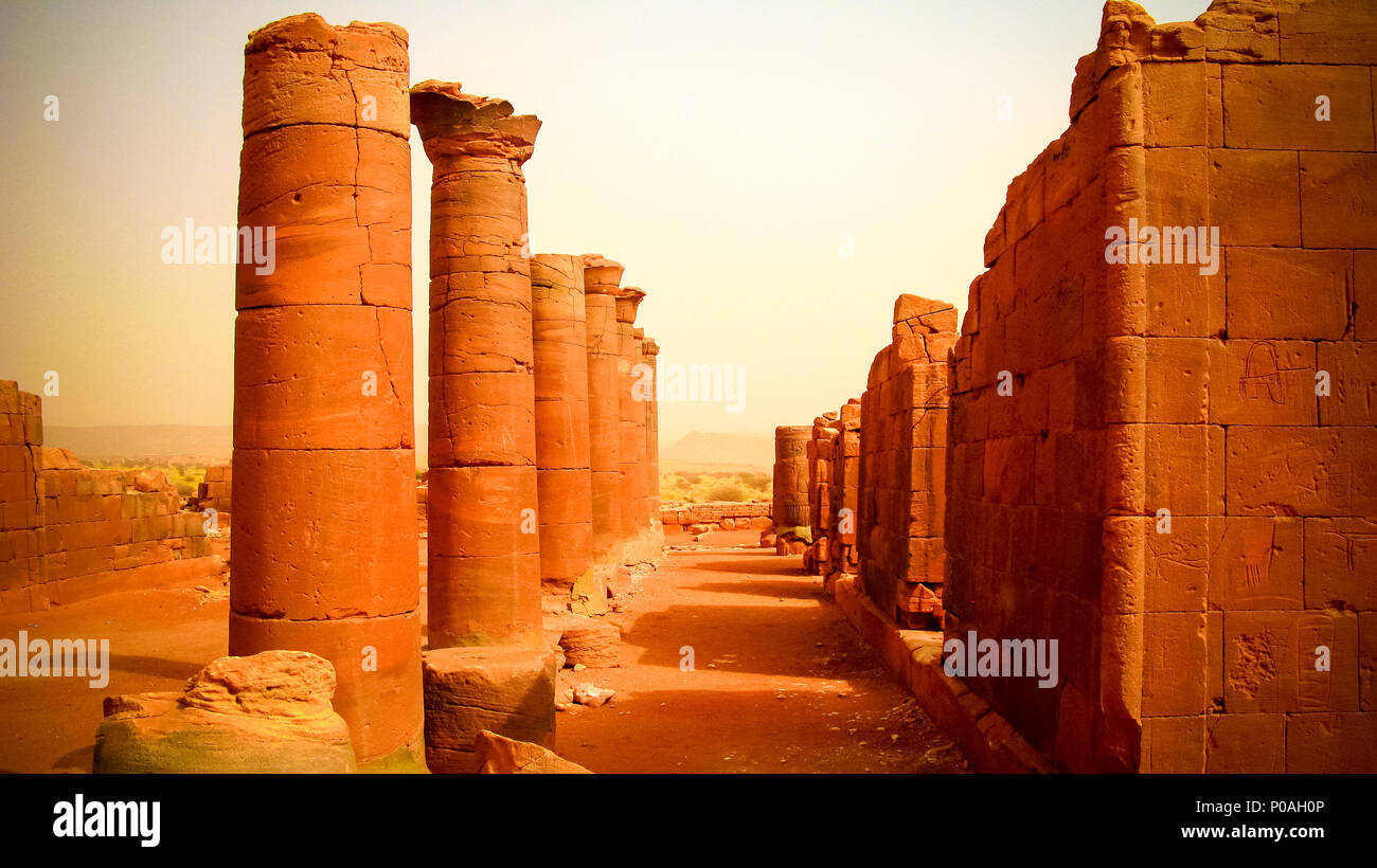 Panorama von Musawwarat es Sufra - Ruinen von Meroe, Sudan Stockfoto