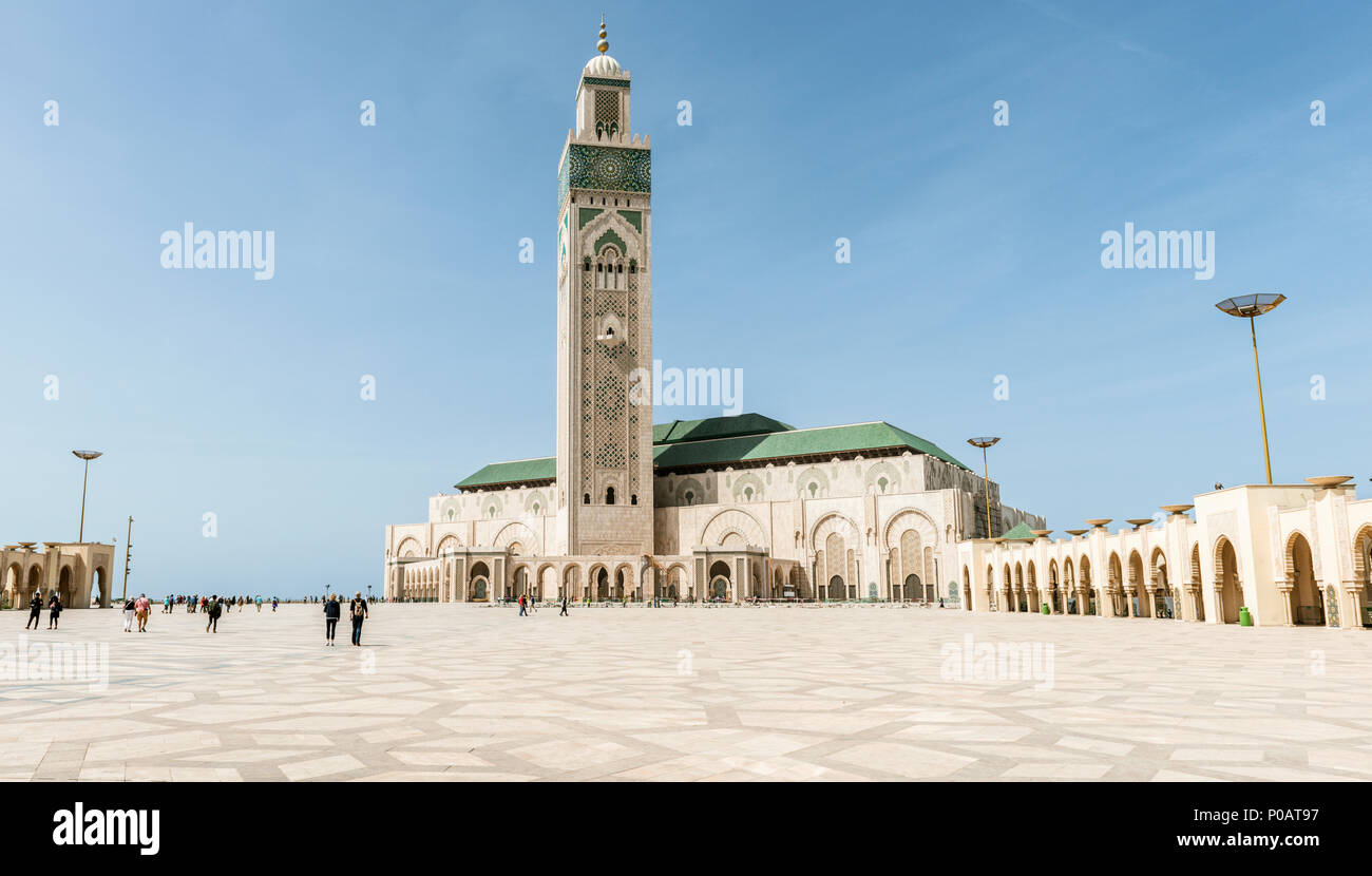 Hassan-II.-Moschee, die Grande Mosquée Hassan II., der maurischen Architektur, mit 210 m höchste Minarett der Welt, Casablanca, Marokko Stockfoto