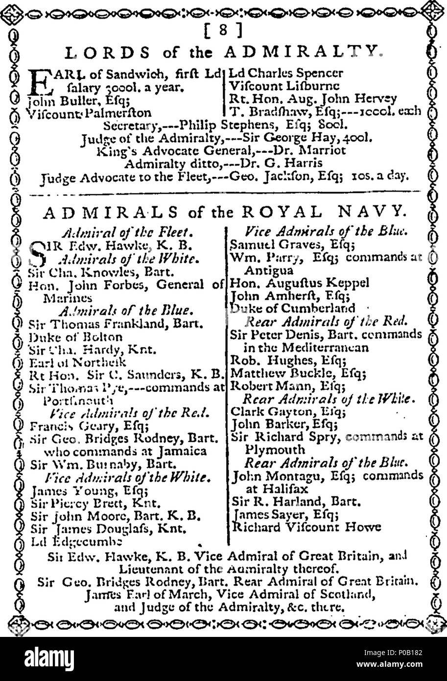 . Englisch: Fleuron aus Buch: eine neue Tasche Kalender; mit allen erforderlichen und nützlichen Listen, die in den verschiedenen almanacks, Pocket-Books abgefüllt wird, und registriert, für das Jahr 1774. Zusammen mit einer Liste der bemerkenswerten Ereignisse, von der Schöpfung bis zum heutigen Zeitpunkt. Das Ganze in eine ganze neue Methode gezwungen, und besonders für die Informationen von Personen in l'olite Leben berechnet, sowie für diejenigen, die jedes Unternehmen bei den öffentlichen Ämtern, Universitäten oder Gerichtshöfe zu kontrahieren. 157 Eine neue Tasche Kalender; mit allen erforderlichen und nützlichen Listen, die dispe Stockfoto