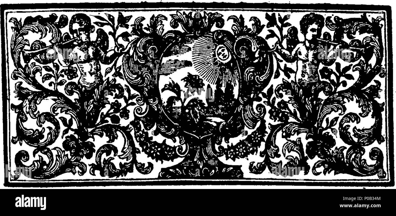 . Englisch: Fleuron aus Buch: ein panegyrick auf Seine Majestät König George. Vor der Universität von Halle, in der oberen Sachsen geleistet. Am 28. Mai 1715. Seine Majestäten Geburt - Tag. Von Charles Ludolph, Baron de Danckelman. Aus Englisch aus dem Lateinischen von S. Dunster, 164 eine panegyrick auf Seine Majestät König George Fleuron T 043577-2 Stockfoto