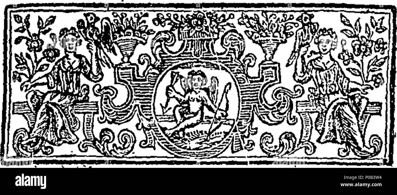 . Englisch: Fleuron aus Buch: eine Paraphrase auf die vier Evangelisten. Worin,... den ganzen Text und Paraphrasieren sind in separaten Spalten gedruckt... Mit kritischen Anmerkungen... In zwei Bänden. Von Samuel Clarke,... 165 eine Paraphrase auf die vier Evangelisten Fleuron T 125360-4 Stockfoto