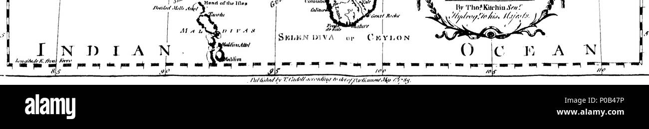 . Englisch: Fleuron aus Buch: Eine philosophische und politische Geschichte der Siedlungen und der Handel mit den Europäern in Ost und West Indies. Überarbeitete, erweiterte, und veröffentlicht, in zehn Bänden, durch den Abbé Raynal. Neu aus dem Französischen übersetzt von J.O. Justamond, F.R.S. Mit einer neuen Reihe von Karten auf der Arbeit angepasst, ein ein reichhaltiges Index. In acht Bänden. ... 166 Eine philosophische und politische Geschichte der Siedlungen und der Handel mit den Europäern in Ost und West Indies Fleuron T 094798-1 Stockfoto