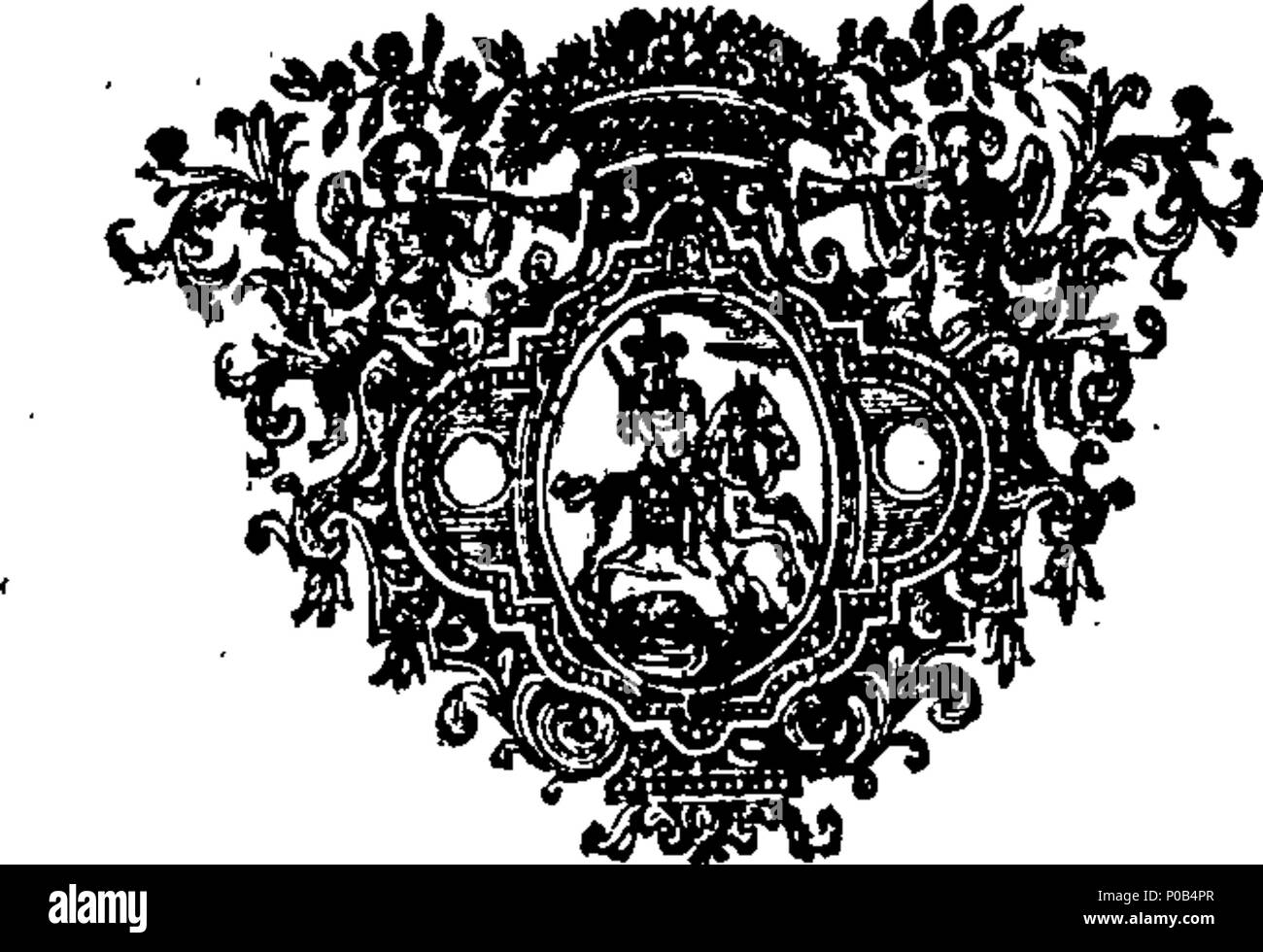 . Englisch: Fleuron aus Buch: Eine physikalische Diplomarbeit, über die Ursache für die Abweichung des Barometer, die Form der Kugel der Erde, die Verminderung der schwere Körper, den Fluss und den Rückfluss des Meeres, wobei einige Fehler in Sir Isaack Newtons System beheben würde. Wie auch, dass es unmöglich ist, den Längengrad finden; und dass diejenigen, die vorgeben, die Entdeckung, sind Betrüger. Ursprünglich in französischer Sprache geschrieben von der Sieur Jaques de Roubais du Tourcoin und veröffentlichen würde von Monsieur S. Dury de Champdere, jetzt Engineer zu Ihren High Mightinesses, The Lords, die Generalstaaten der Stockfoto