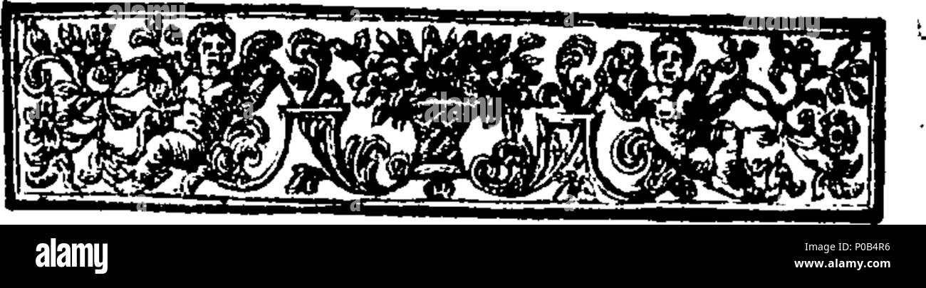 . Englisch: Fleuron aus Buch: Eine physikalische Diplomarbeit, über die Ursache für die Abweichung des Barometer, die Form der Kugel der Erde, die Verminderung der schwere Körper, den Fluss und den Rückfluss des Meeres, wobei einige Fehler in Sir Isaack Newtons System beheben würde. Wie auch, dass es unmöglich ist, den Längengrad finden; und dass diejenigen, die vorgeben, die Entdeckung, sind Betrüger. Ursprünglich in französischer Sprache geschrieben von der Sieur Jaques de Roubais du Tourcoin und veröffentlichen würde von Monsieur S. Dury de Champdere, jetzt Engineer zu Ihren High Mightinesses, The Lords, die Generalstaaten der Stockfoto