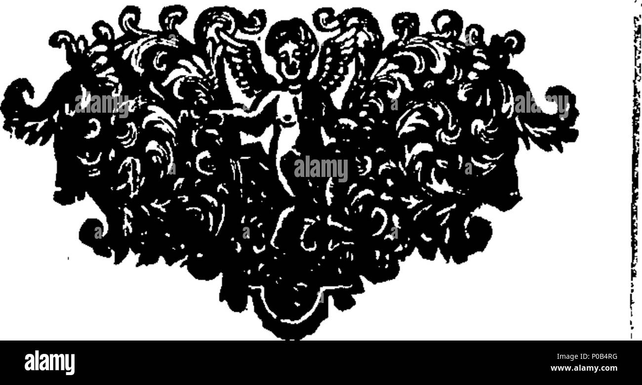 . Englisch: Fleuron aus Buch: Eine physikalische Diplomarbeit, über die Ursache für die Abweichung des Barometer, die Form der Kugel der Erde, die Verminderung der schwere Körper, den Fluss und den Rückfluss des Meeres, wobei einige Fehler in Sir Isaack Newtons System beheben würde. Wie auch, dass es unmöglich ist, den Längengrad finden; und dass diejenigen, die vorgeben, die Entdeckung, sind Betrüger. Ursprünglich in französischer Sprache geschrieben von der Sieur Jaques de Roubais du Tourcoin und veröffentlichen würde von Monsieur S. Dury de Champdere, jetzt Engineer zu Ihren High Mightinesses, The Lords, die Generalstaaten der Stockfoto