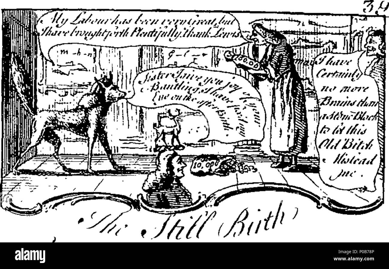 . Englisch: Fleuron aus Buch: eine politische und Satyrisches Geschichte der Jahre 1756, 1757, 1758 und 1759. In einer Reihe von Hundert humorvolle und unterhaltsame druckt. Enthalten, die bemerkenswertesten Transaktionen, Zeichen und Caricaturas jener denkwürdigen Jahren. Die im Anhang beigefügt ist, eine erklärende Konto oder Schlüssel zu jedem Druck, wodurch das Ganze voll und wichtig. In zwei Teile. 173 Eine politische und Satyrisches Geschichte der Jahre 1756, 1757, 1758, 1759 039870-7 Fleuron N Stockfoto