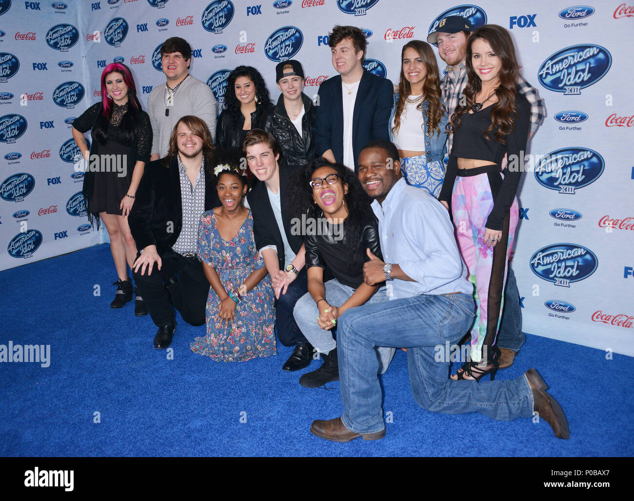 ZD8 8448 am American Idol X!!! Finalisten Party-2014 an die Fig & Olive Restaurant in Los Angeles. Finalisten Jessica Maas, Dexter Roberts, Jena Irene, MK Nobilette, Alex Preston, Emily Piriz, Ben Briley, Kristen O'Connor (L-R) Caleb Johnson, Malaya Watson, Sam Woolf, Majestät, Rose und C.J. Harris sorgt sich FOX'S "American Idol XIII "finalisten Party in Abb.&Olive Melrose PlaceThirteen Finalisten 315 Veranstaltung in Hollywood Leben - Kalifornien, Red Carpet Event, USA, Filmindustrie, Prominente, Fotografie, Bestof, Kunst, Kultur und Unterhaltung, Topix prominente Mode, Besten, Hollywood L Stockfoto