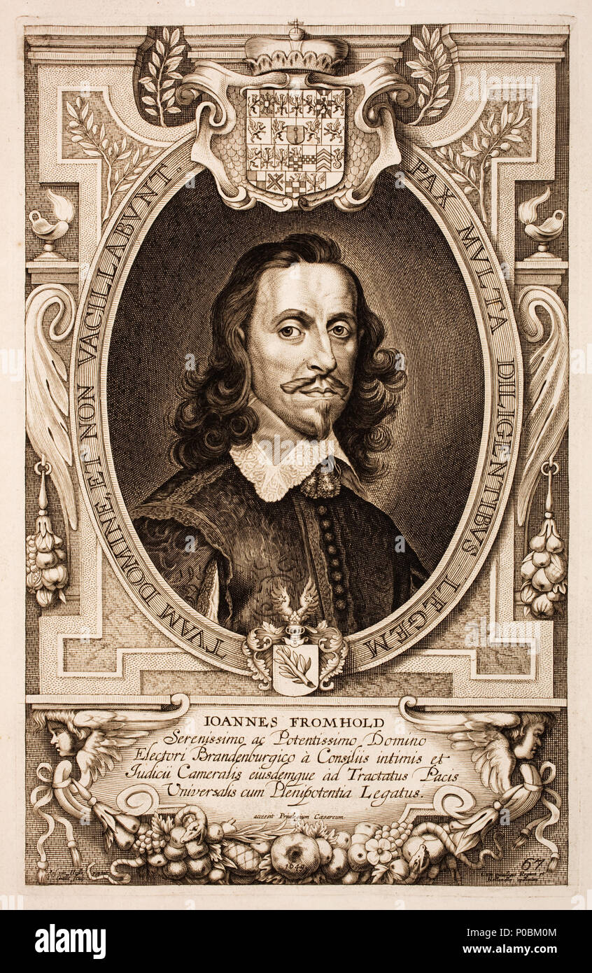 . Deutsch: w:de:Johann Fromhold Englisch: Porträt von Johann Fromhold (1602-1653). Seite 67. . 1717. Anselm Van Hulle (1601 - nach 1674) Alternative Namen Anselmus Hebbelijnck, Anselmus Hebbelynck, Anselm von Hulle, Anselmus Van Hulle, Anselmus von Hulle Beschreibung flämischen Maler und Zeichner Geburtsdatum / Tod 23. Juli 1601 (Taufen) nach 1674 Ort der Geburt / Todes Gent Gent (?) Arbeit Zeitraum 1620-1674 Arbeit Ort Gent (1620), Münster, Gottorf, Dresden, Italien (.... -1631) (?), Gent (1631-1674) Kontrolle: Q 569598 5201714 ISNI VIAF:?:? 0000 0001 2347 7475 ULAN:? 500 Stockfoto