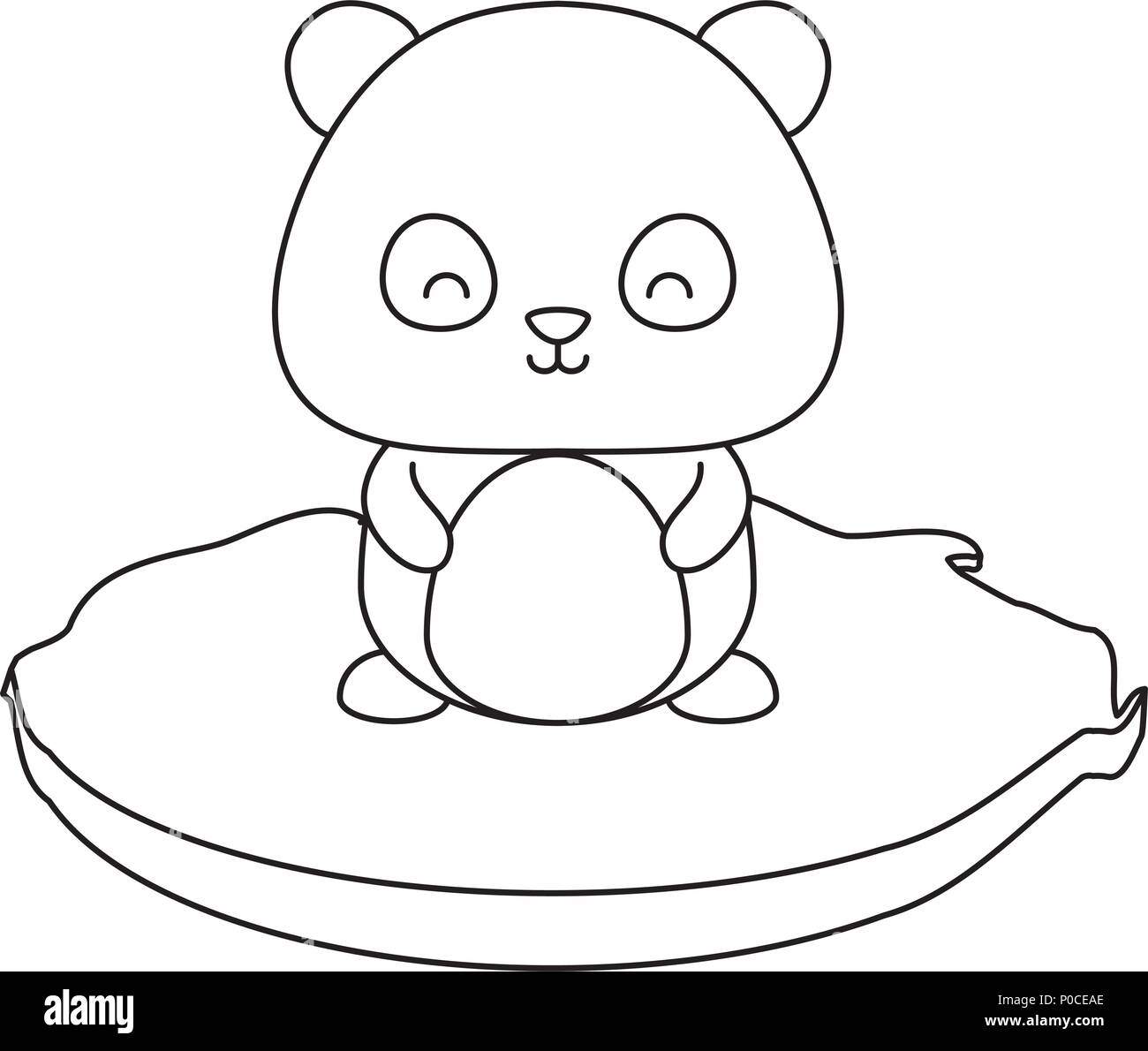 Cute Pandabär im Gras auf weißem Hintergrund, Vector Illustration Stock Vektor