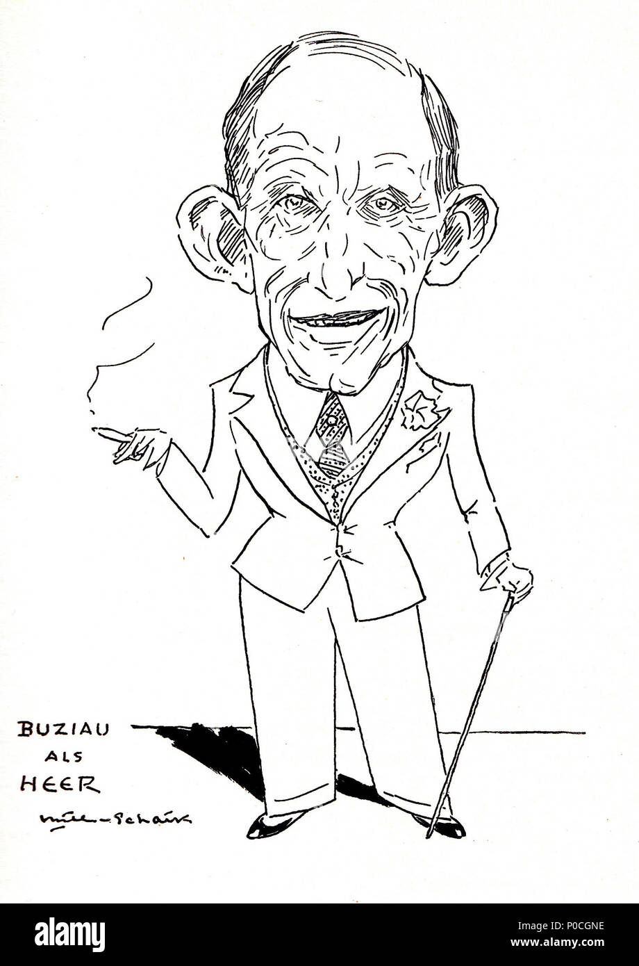 . Englisch: Johan Buziau. Skizze gezeichnet von Willem van Schaik (1876-1938). 1937 91 Schaik 59 Stockfoto