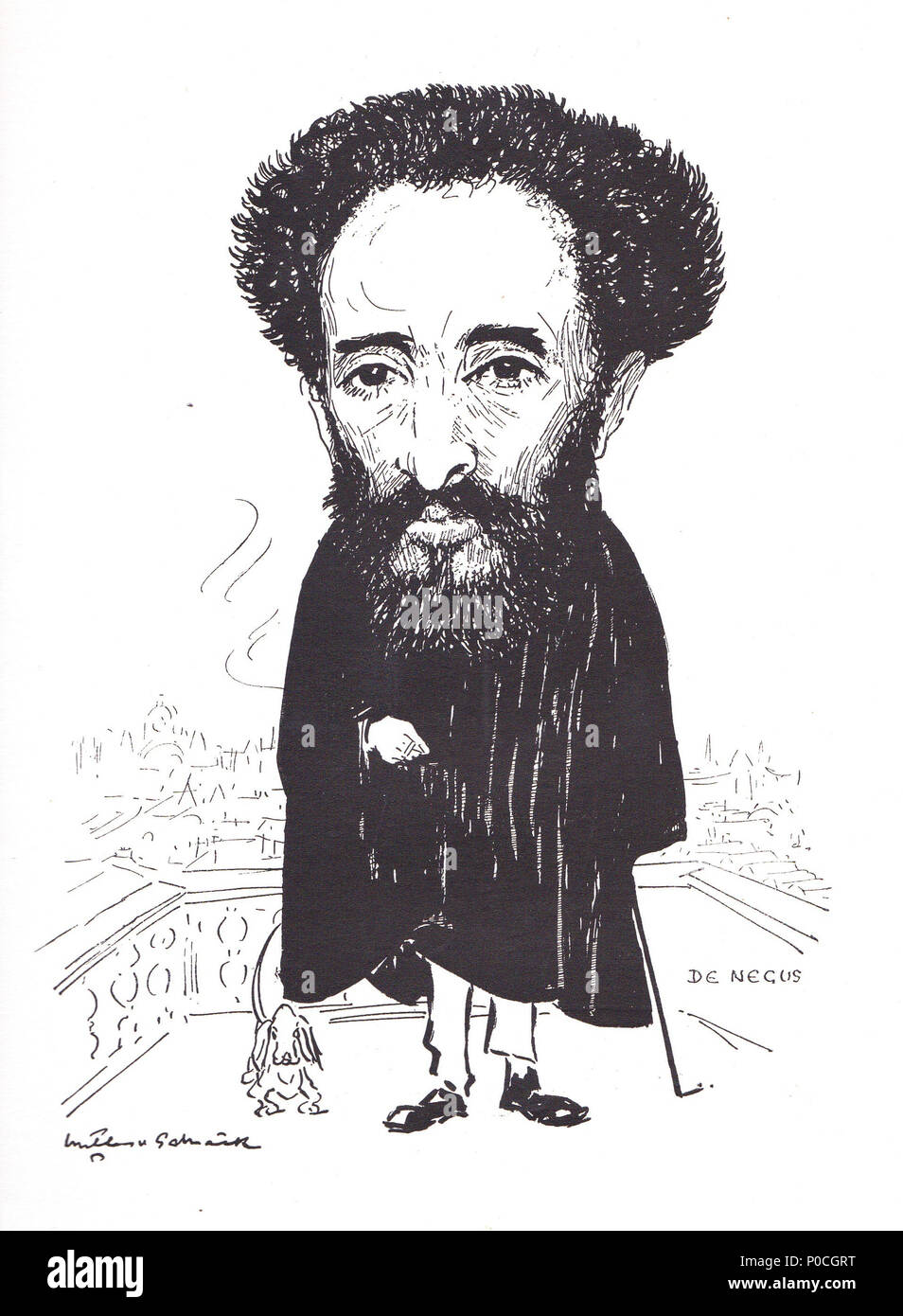 . Englisch: Haile Selassie ("NEGUS"). Skizze gezeichnet von Willem van Schaik (1876-1938). 1937 91 Schaik, 19. Stockfoto