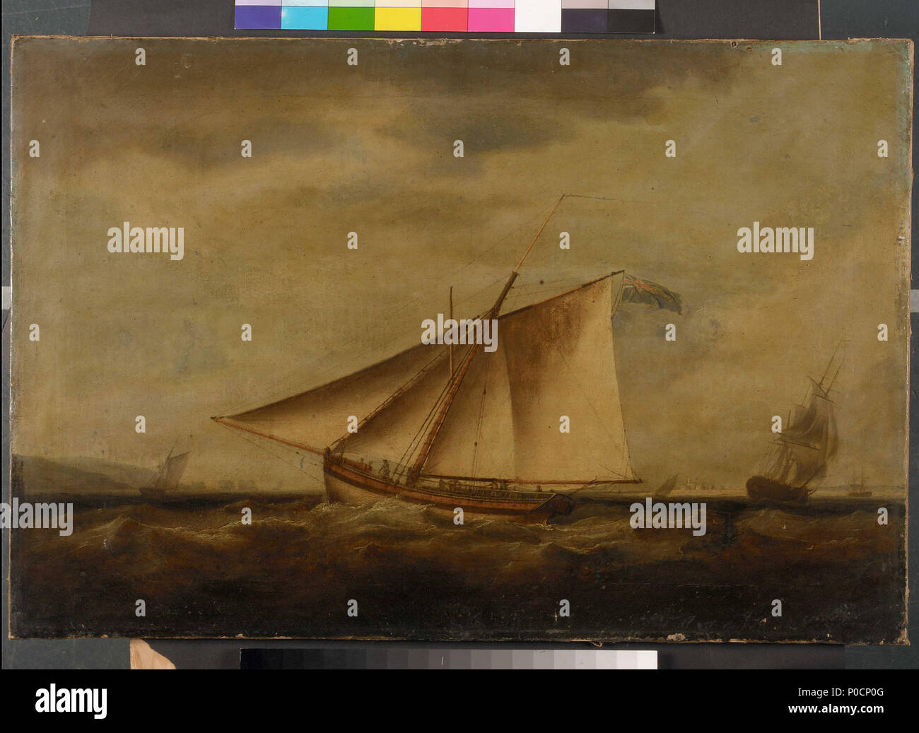 . Englisch: ein zollboot schließen, die Malerei. Ein zollboot schließen - geschleppt. ca. 1790. British School, 18. Jahrhundert 183 ein zollboot schließen, die RMG-BHC1063 Stockfoto