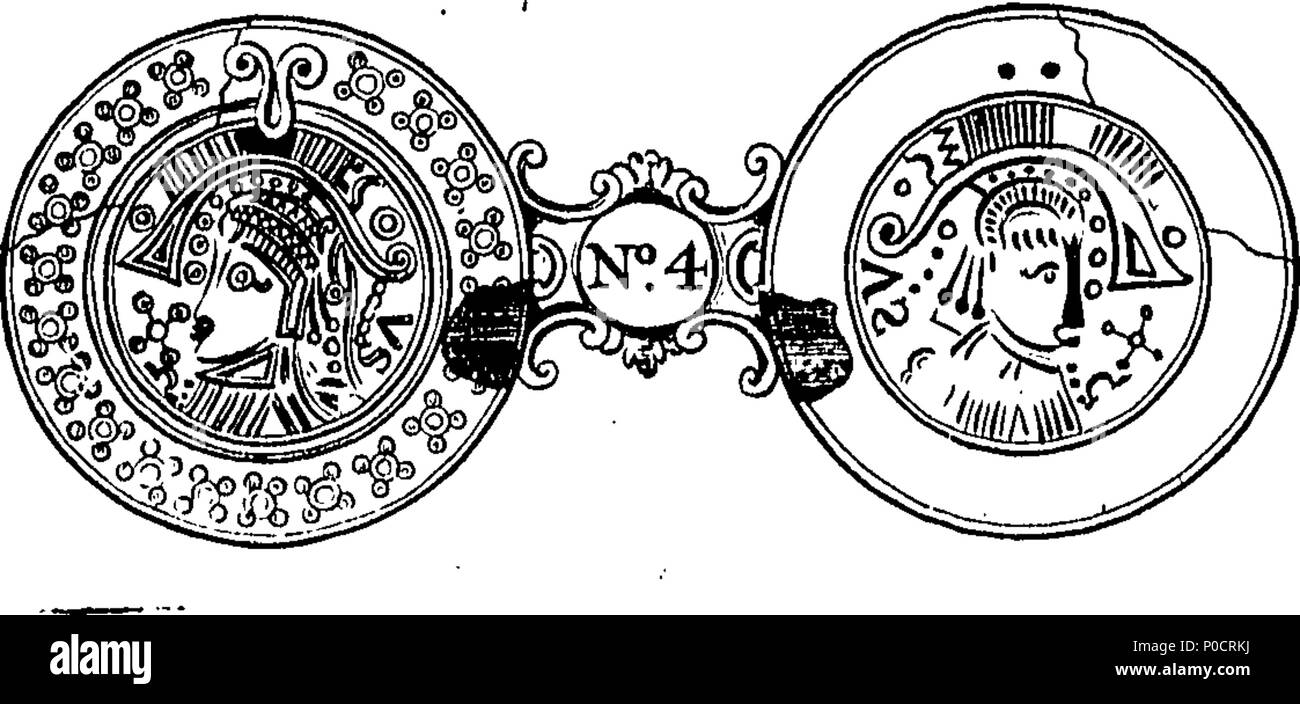 . Englisch: Fleuron aus Buch: eine Reihe von Dissertationen auf einige elegante und sehr wertvollen Angelsächsischen bleibt. I. eine Goldmünze in der Pembrochian Kabinett, in einem Brief an Martin Folkes, Esq. verstorbenen Präsidenten der Royal Society und der Gesellschaft der Antiquaries. Ii. Eine Silbermünze von Herrn John White, in einem Schreiben an Herrn Weiß. Iii. Eine Goldmünze von Herrn Simpson's von Lincoln, in einem Schreiben an Herrn Vertue. Iv. Ein Juwel in der Bodleyan Bibliothek. V. zweite Gedanken auf Ld. Die Pembroke Münze, in einem Schreiben an Herrn Ames, Sekretär der Gesellschaft der Antiquaries. Auch die Münzen eingraviert auf einem Copper-Plate. Mit einem prefac Stockfoto