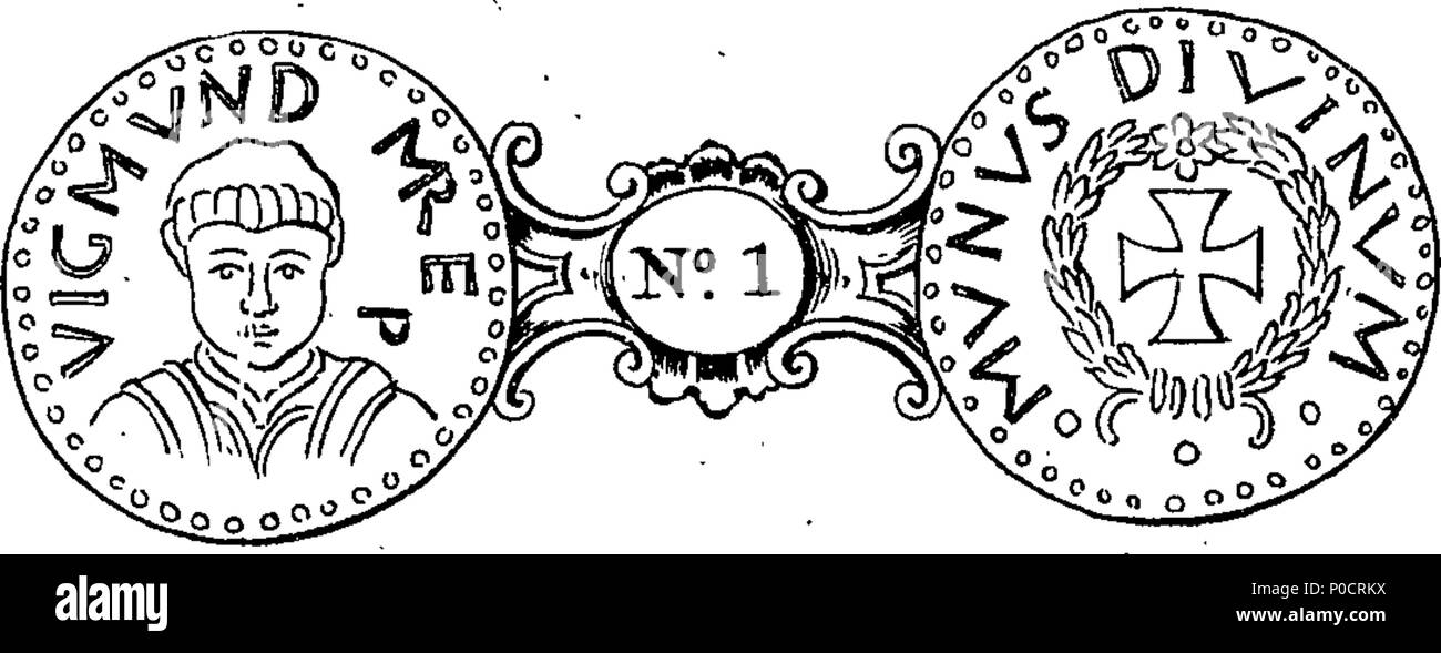 . Englisch: Fleuron aus Buch: eine Reihe von Dissertationen auf einige elegante und sehr wertvollen Angelsächsischen bleibt. I. eine Goldmünze in der Pembrochian Kabinett, in einem Brief an Martin Folkes, Esq. verstorbenen Präsidenten der Royal Society und der Gesellschaft der Antiquaries. Ii. Eine Silbermünze von Herrn John White, in einem Schreiben an Herrn Weiß. Iii. Eine Goldmünze von Herrn Simpson's von Lincoln, in einem Schreiben an Herrn Vertue. Iv. Ein Juwel in der Bodleyan Bibliothek. V. zweite Gedanken auf Ld. Die Pembroke Münze, in einem Schreiben an Herrn Ames, Sekretär der Gesellschaft der Antiquaries. Auch die Münzen eingraviert auf einem Copper-Plate. Mit einem prefac Stockfoto