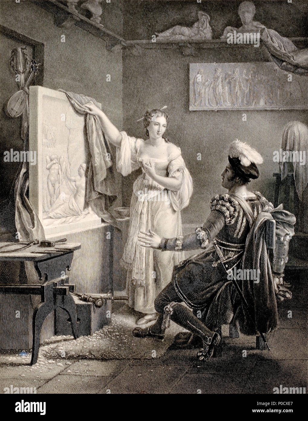 . 1826 19 Properzia de' Rossi sculptant Sohn letzte ouvrage - Alexandre Vincent Sixdeniers - MBA Lyon 2014 Stockfoto