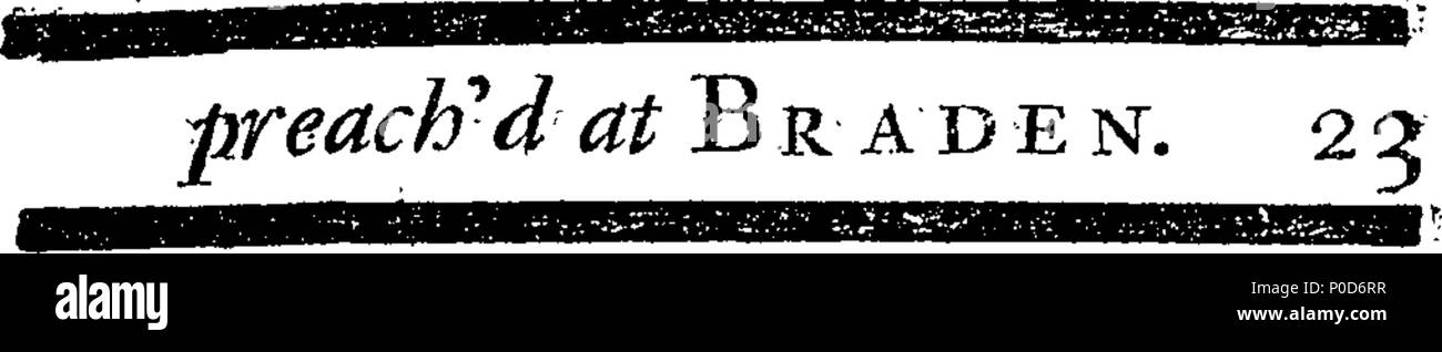 . Englisch: Fleuron aus Buch: eine Predigt Predigt in der Pfarrkirche von Braden, in Northamptonshire, am 19. April. 1719. Am dritten Sonntag nach Ostern, bei der Beerdigung von William Ives, Esq., Ed. Cooke, M. A. Vikar von Eston Neston in derselben Grafschaft, und Kaplan auf der rechten Seite Frau Abgeordnete die Dame Lempster. 195 eine Predigt Predigt in der Pfarrkirche von Braden, in Northamptonshire, am 19. April Fleuron T 129686-25 Stockfoto