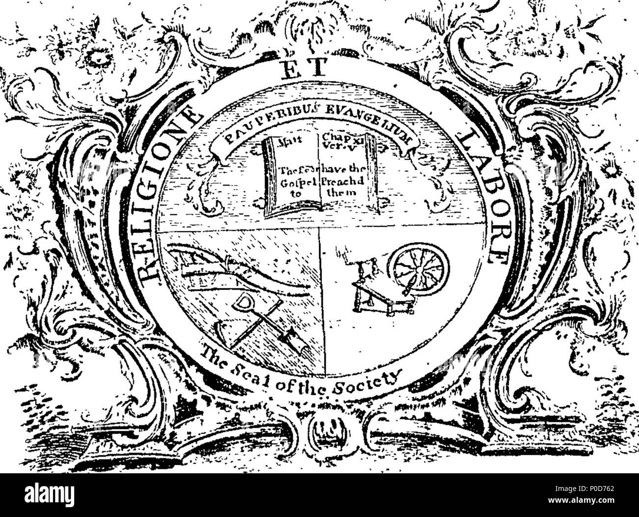 . Englisch: Fleuron aus Buch: eine Predigt im Christ-Church, Dublin gepredigt. Am 28. März 1756. Vor der Gesellschaft, für die Förderung der deutsch evangelischen Schulen in Irland. Von Johannes. Herrn Bischof von Farnen und Leighlin. Auf Antrag der Gesellschaft veröffentlicht, mit einer Fortsetzung der Arbeiten der Gesellschaft, zu der 25 von März, 1756. 195 Eine Predigt an Christ-Church, Dublin Fleuron T 003060-1 Stockfoto