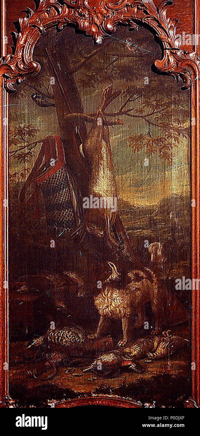 4 Arnold Smitsens, Kamin mit der Jagd noch Leben (1741), Musée d'Ansembourg, Liège Stockfoto