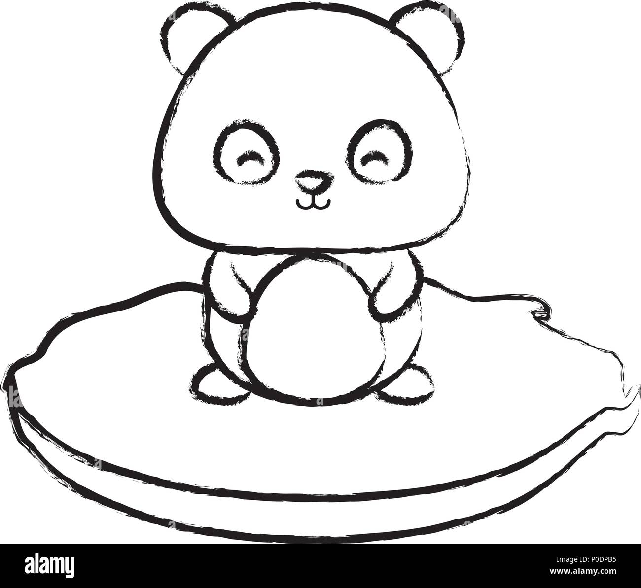 Cute Pandabär im Gras auf weißem Hintergrund, Vector Illustration Stock Vektor