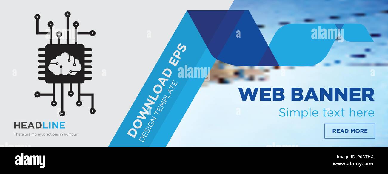 Künstliche Intelligenz Konzept horizontale Webseite banner Template Design auf abstrakten Hintergrund mit flache moderne isolierte Vektor Icon und geometrischen s Stock Vektor