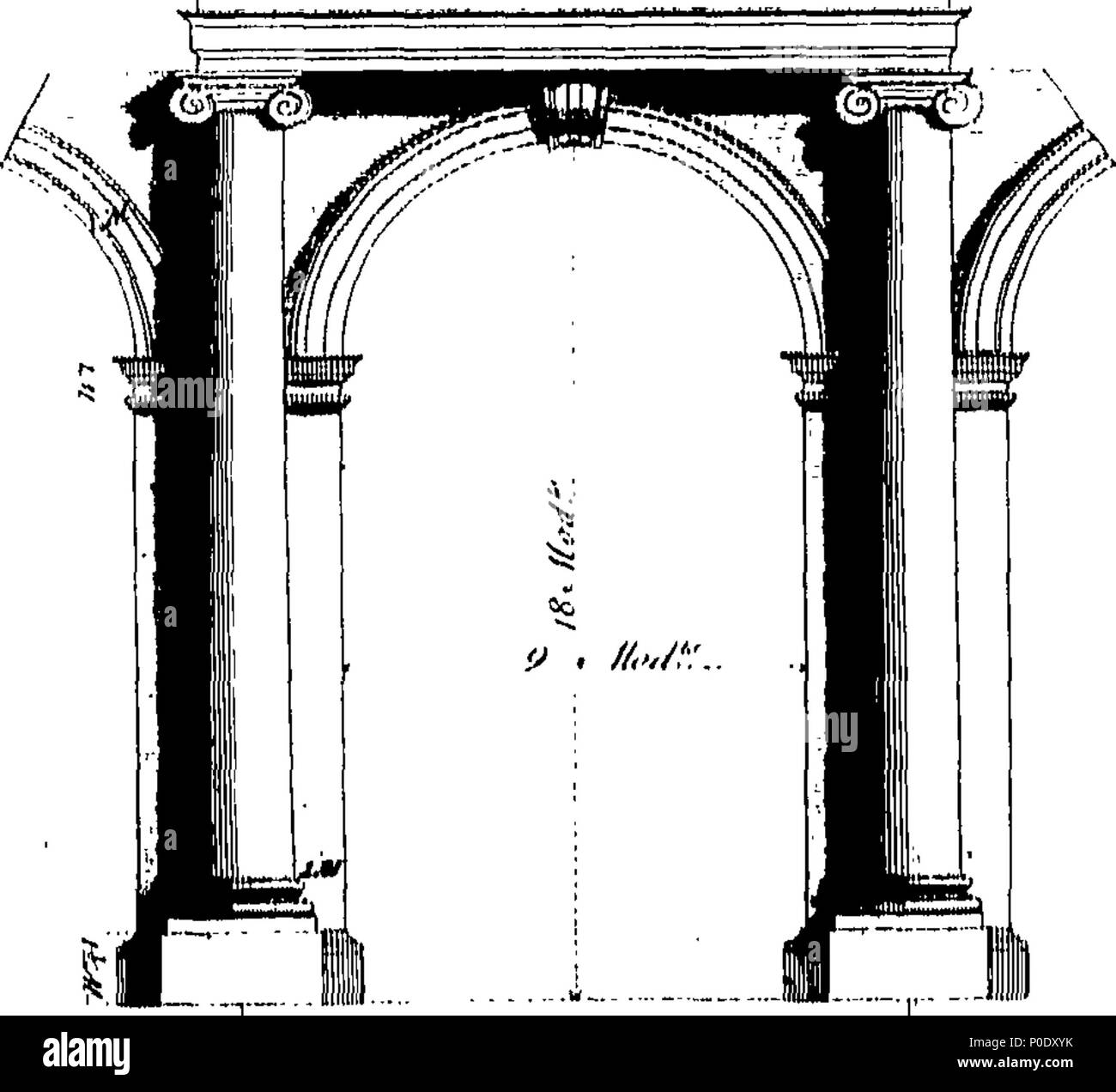 . Englisch: Fleuron aus Buch: eine Abhandlung über die zivile Architektur, in der die Prinzipien der Kunst festgelegt sind, und durch eine große Anzahl von Platten, präzise und elegant durch die besten Hände graviert dargestellt. Von William Chambers, Mitglied der kaiserlichen Akademie der Künste in Florenz, und Architekt zu Ihrer Königlichen Hoheiten des Prinzen von Wales und Prinzessin Dowager von Wales. 234 eine Abhandlung über die zivile Architektur Fleuron T 051636-42 Stockfoto