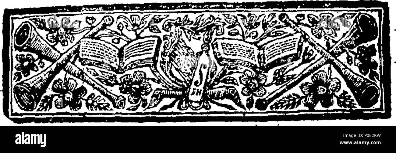 . Englisch: Fleuron aus Buch: eine Rechtfertigung der Heiligen Bibel, worin die Argumente für und gegen das Göttliche original, Reinheit und Integrität der Schrift, vorgeschlagen und angesehen. Von Samuel Mather, Uhr 246 eine Rechtfertigung der Heiligen Bibel Fleuron T 077812-4 Stockfoto