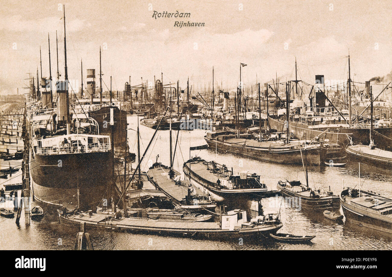 Alte Ansichtskarte des Hafens von Rotterdam. Stockfoto