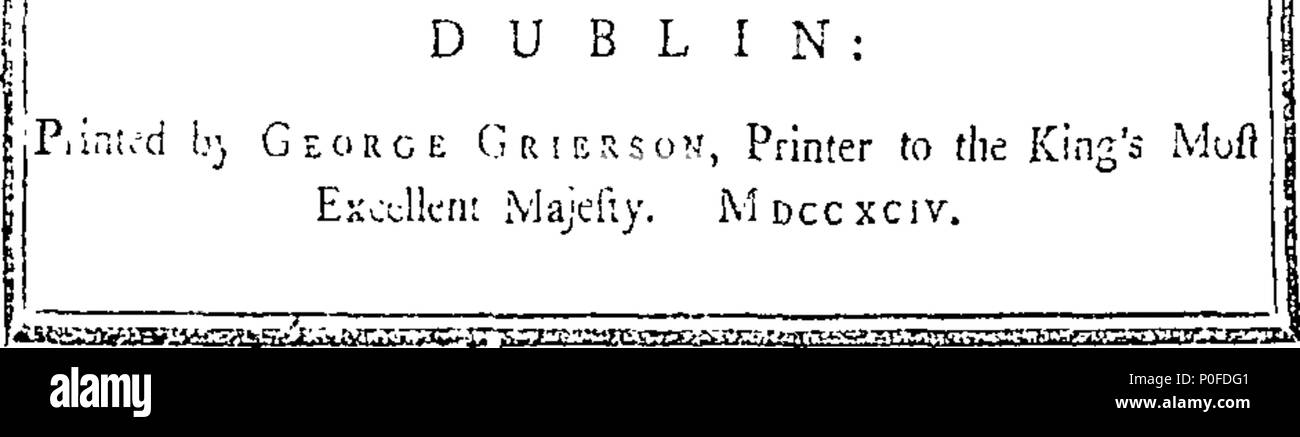 . Englisch: Fleuron aus Buch: Gesetze und Satzungen, in einer Sitzung des Parlaments in Dublin, die am 21. Januar begonnen, Anno Domini 1794, in das vierunddreissigste Jahr der Herrschaft unseres gnädigen Herrn, Herrn König Georg der Dritte: Vor seiner Exzellenz John Fane, Earl von Westmorland, Herr Generalleutnant und Gouverneur von Irland. Die 5. Tagung der fünften Parlament, in der Regierungszeit von Seiner Majestät. 260 Gesetze und Satzungen Fleuron T 127038-21 Stockfoto