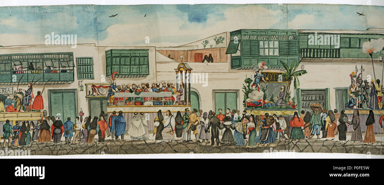 86 Procesión del Jueves Santo por la Calle de San Agustín (fragmento) Stockfoto