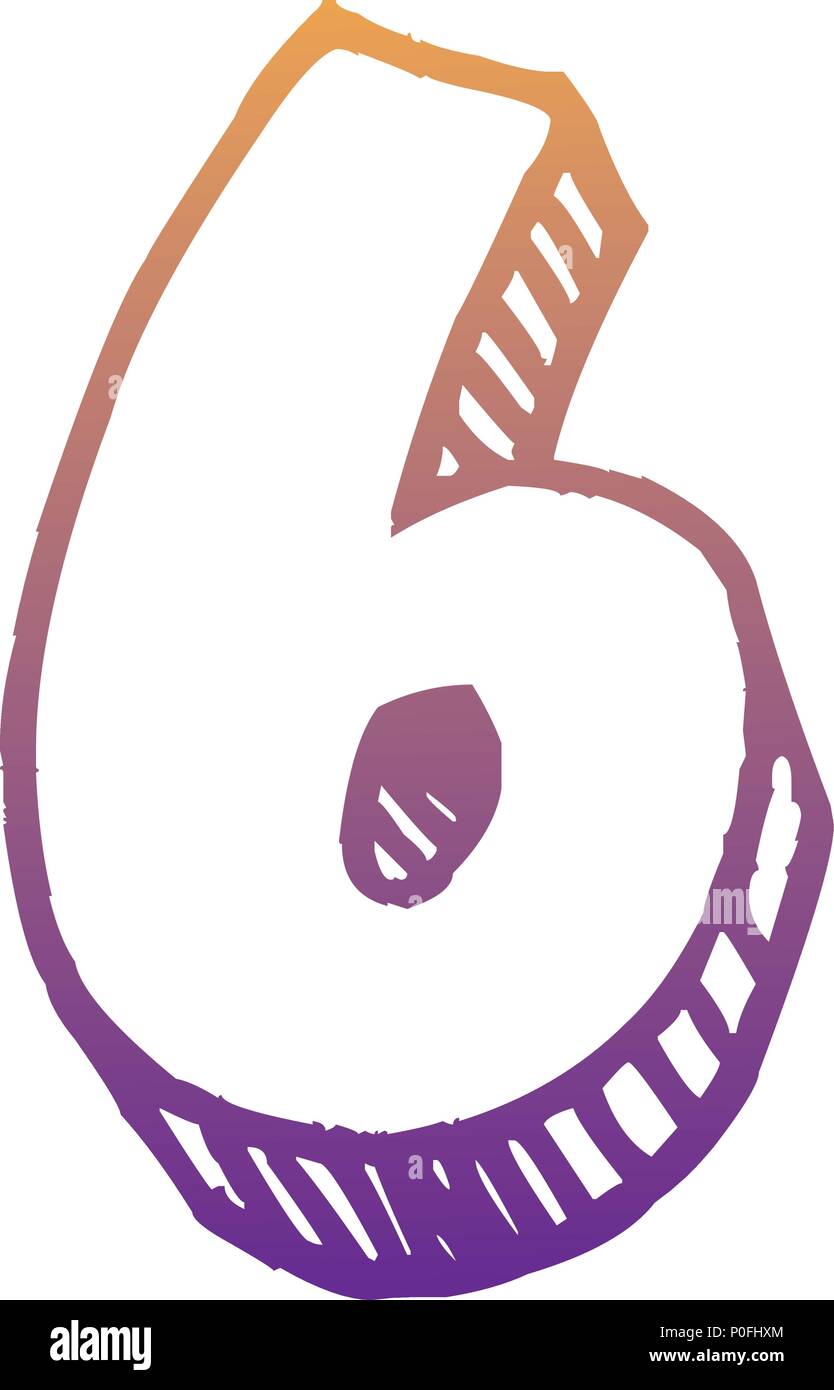 Nummer Sechs Symbol auf weißem Hintergrund, Vector Illustration Stock ...