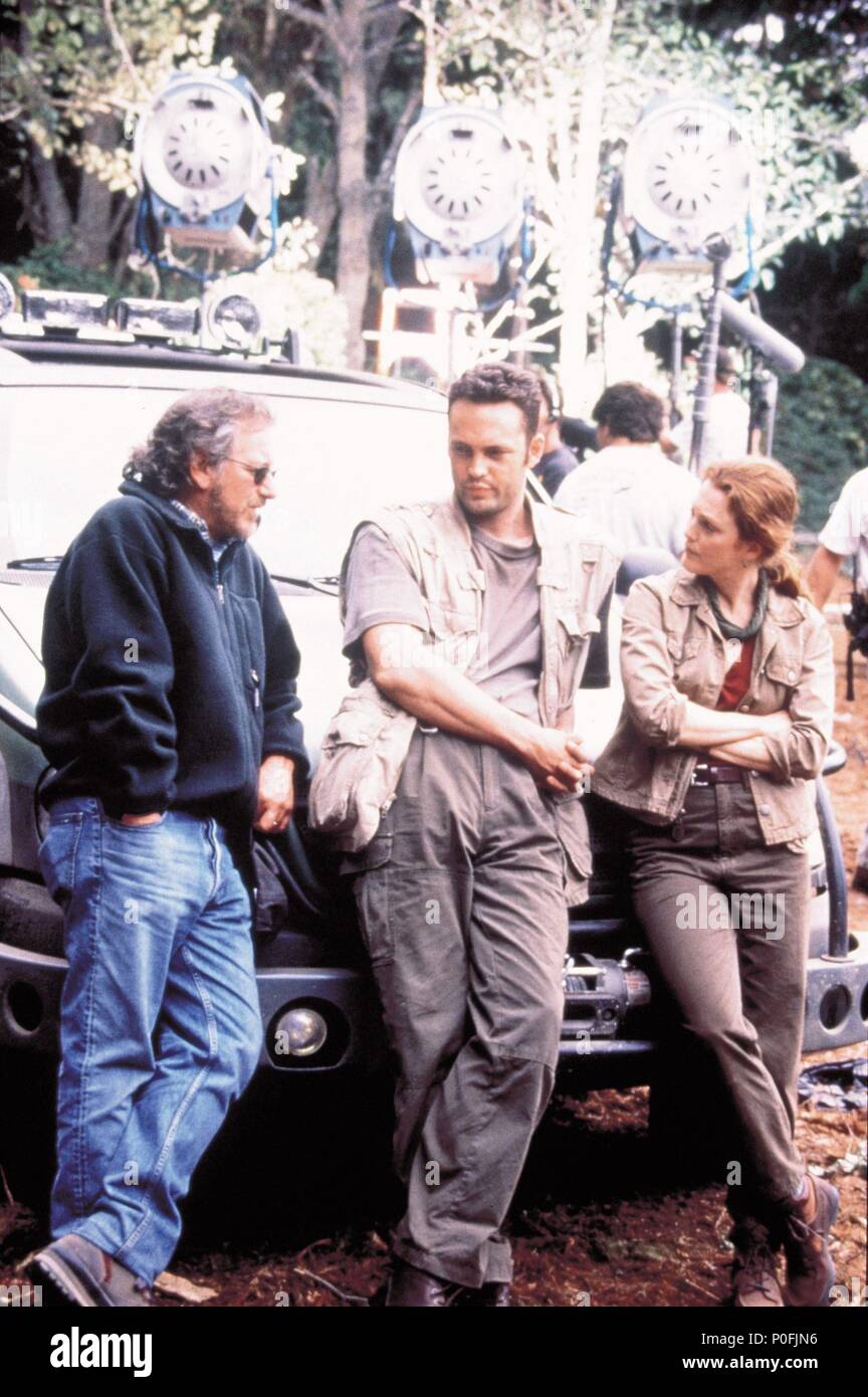 Original Film Titel: Die Vergessene Welt: Jurassic Park. Englischer Titel: The Lost World: Jurassic Park. Regisseur: Steven Spielberg. Jahr: 1997. Stars: Julianne Moore; Steven Spielberg; Vince Vaughn. Quelle: UNIVERSAL PICTURES/Album Stockfoto