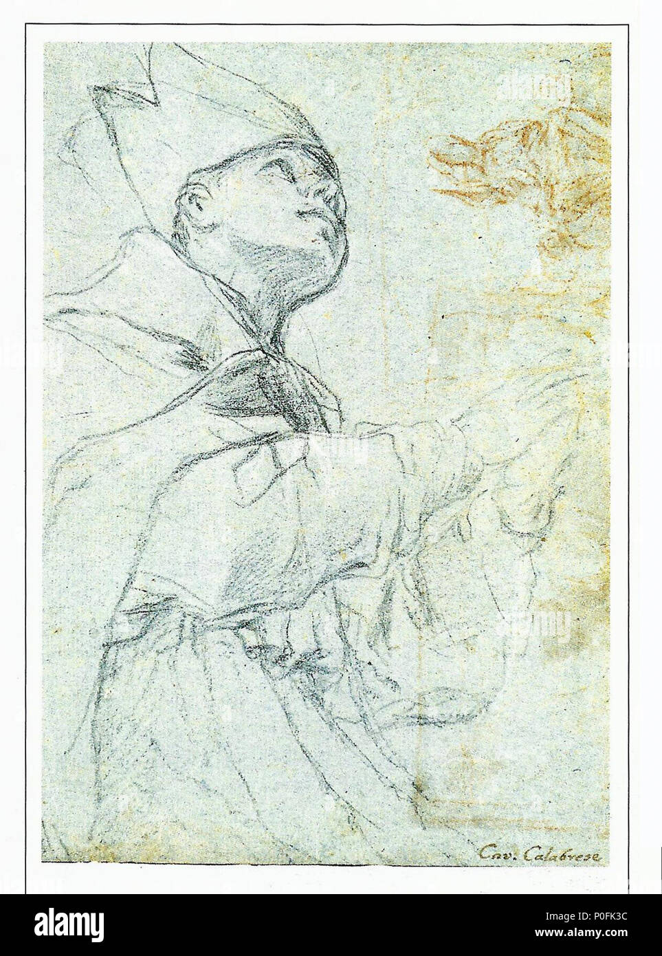 . Italiano: Studio per la Figura di San Gennaro negli affreschi pro le porte di Napoli. 1656. Mattia Preti - Oxford, Ashmolean Museum 96 Studio per la Figura di San Gennaro - M. Preti Stockfoto