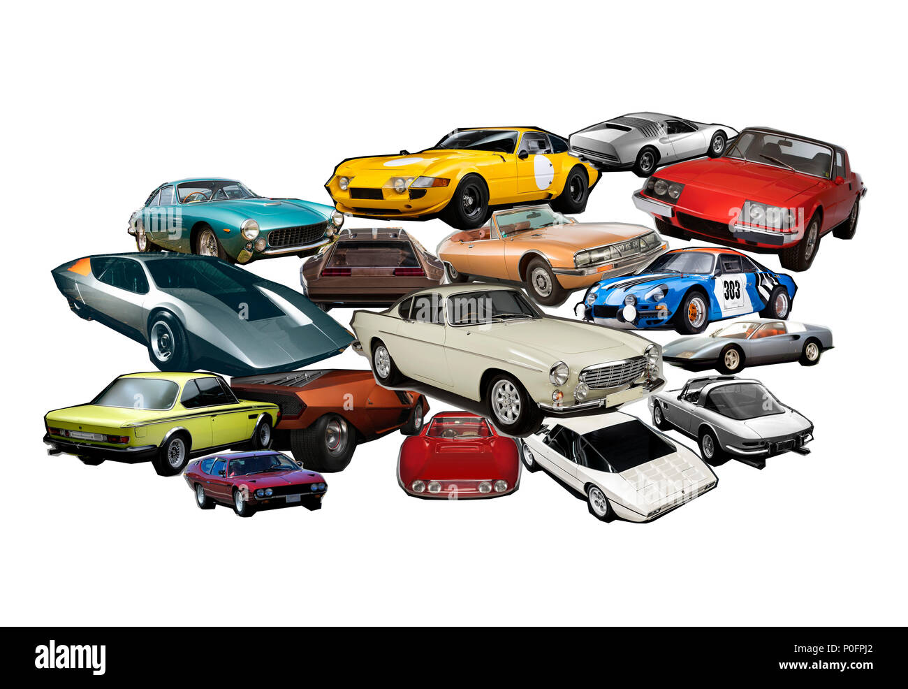 Ein Foto Collage der Oldtimer, Klassiker und Sammlerstücke Autos Stockfoto
