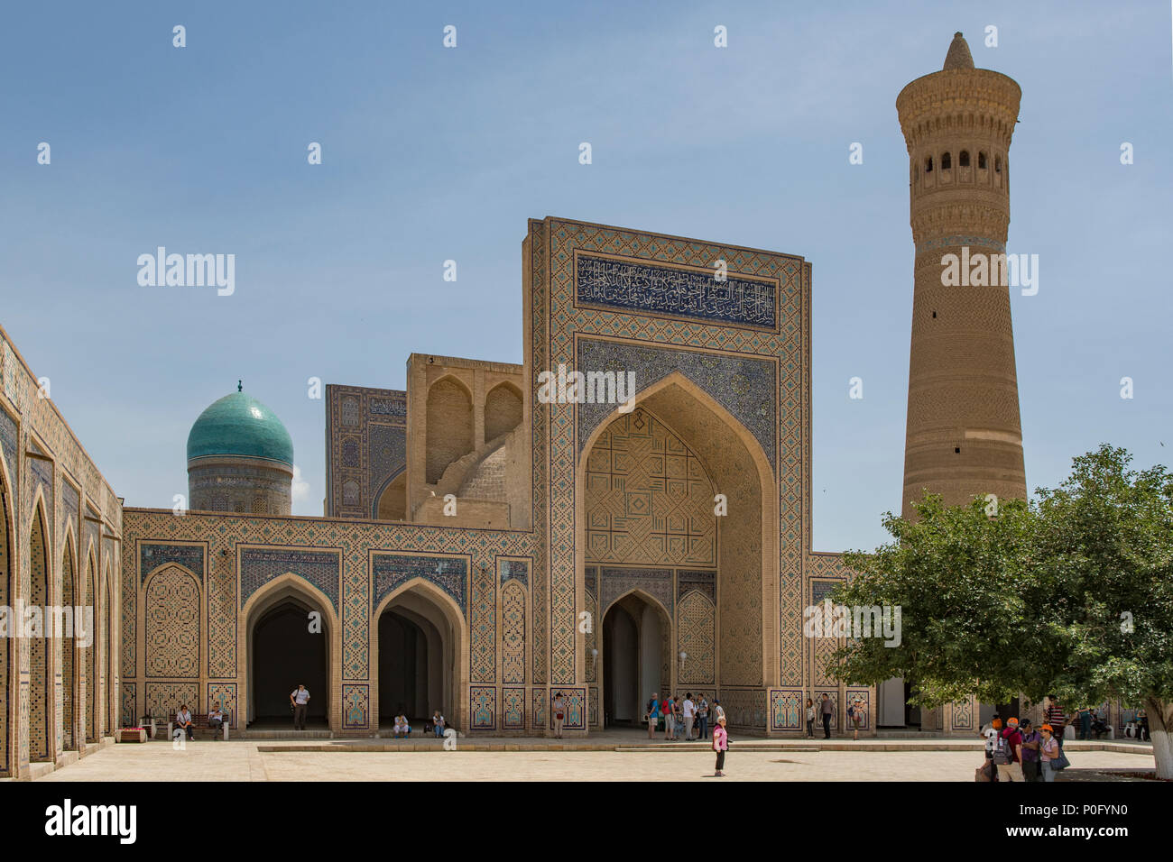Innenhof von Kalyan Moschee, POI kalyan Komplex, Buchara, Usbekistan Stockfoto