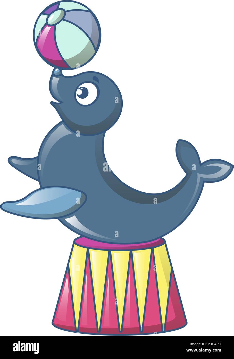 Walross im Circus Symbol, Cartoon Stil Stock Vektor