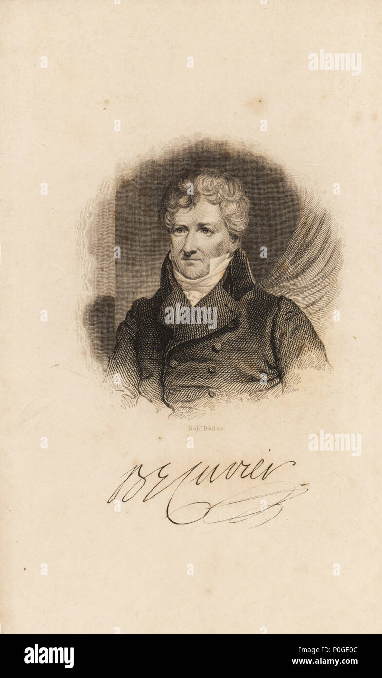Georges Cuvier, französischer Naturforscher und Zoologe, 1769-1832. Stahlstich von Lizars von Sir William Jardine Der naturforscher Bibliothek, W.H. Lizars, Edinburgh, 1843. Stockfoto