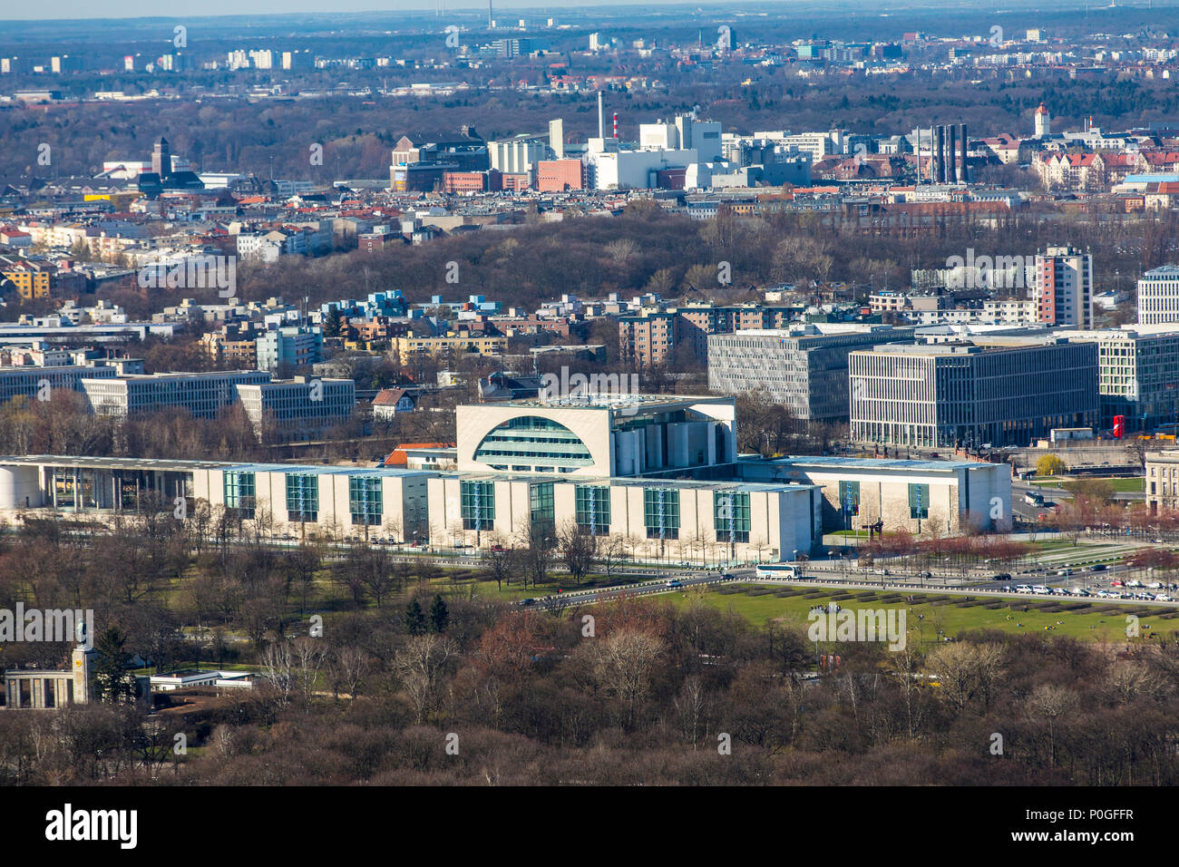 Blick über Berlin-Tiergarten, im Nordwesten, Regierungsviertel, Bundeskanzleramt, Deutschland Stockfoto